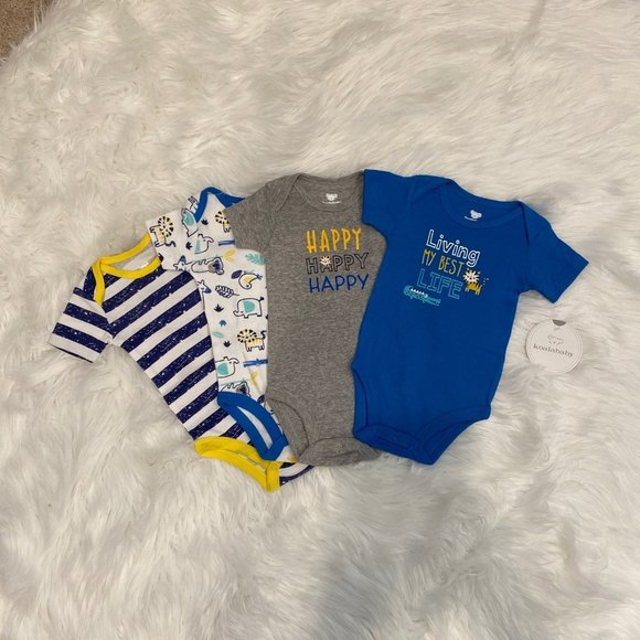 Koala Kids Other - New Koala 4pc. Baby Boy Short Sleeve Onesies Cotton Bodysuits, Size 3-6 months